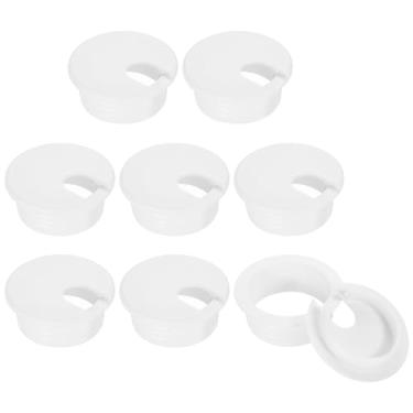 Imagem de Capa para furo de cabo, 8 peças de 38 mm/1-1/5.1 cm ABS cabo de mesa fio ilhós capa para escritório computador mesa organizador de fios, branco