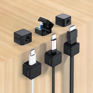 Imagem de Generic Pacote com 6 organizadores de cabos magnéticos, gerenciamento de cabos, suporte de fio, cabo carregador USB oculto ou organizado para escritório, mesa, mesa de cabeceira