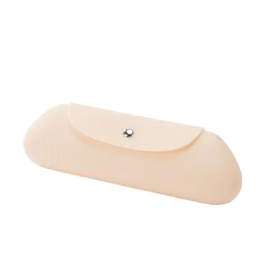 Imagem de Estojo organizador de pincéis de maquiagem de silicone, bolsa de armazenamento multifuncional portátil de viagem, Amarelo creme, Tendência