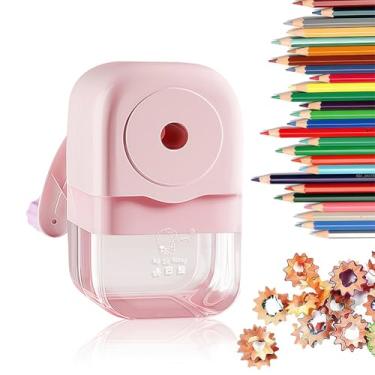 Imagem de Apontador de lápis manual – Manivela de mão com ponta ajustável e banheira para lápis padrão e de cor, rosa