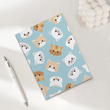 Imagem de Caderno de anotações de gato fofo para trabalho, caderno de redação A5 (21 x 14,7 cm), caderno pautado na faculdade, agenda de viagem forrada para escrever, presentes para amantes de gatos, 12