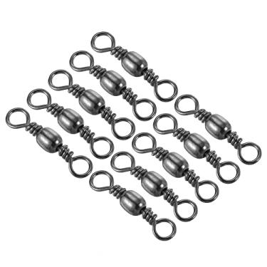 Imagem de Barril de pesca giratório, 50 peças de aço inoxidável 28 kg anel sólido terminal equipamento para pesca em água salgada em água doce, preto