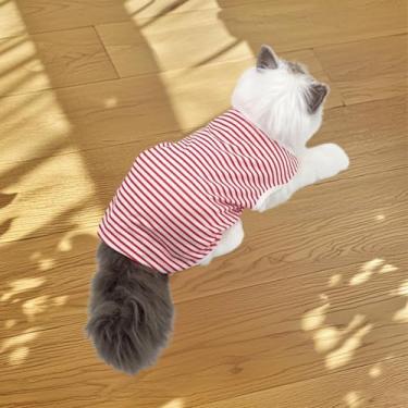 Imagem de Colete listrado simples e elegante para animais de estimação pequenos, tecido leve e respirável para conforto