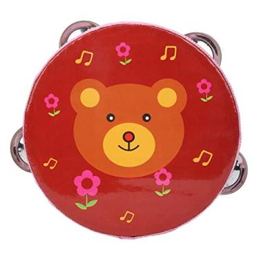 Imagem de RiToEasysports Crianças Dos Desenhos Animados Handheld Pandeiro Tambor Brinquedo Musical para Músicos Pré-escolares, Brinquedo Educativo para Escolas Em Casa (urso vermelho)