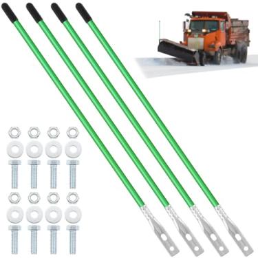 Imagem de Lasnten Kit de 4 peças de marcadores de lâmina de arado de neve de 68 cm, fio de aço, parafuso interno, guias de para-choque, alta visibilidade, fácil instalação para limpa-neve ATV (verde)