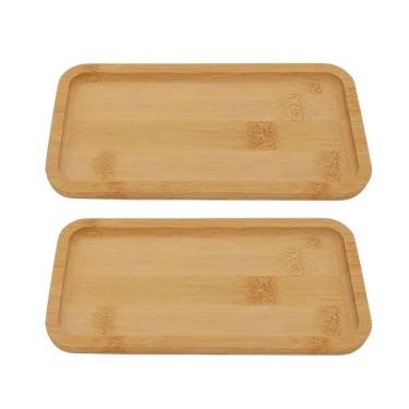 Imagem de Kit 2 Bandeja Travessa Bambu 20X10Cm Petiscos Café Multiuso