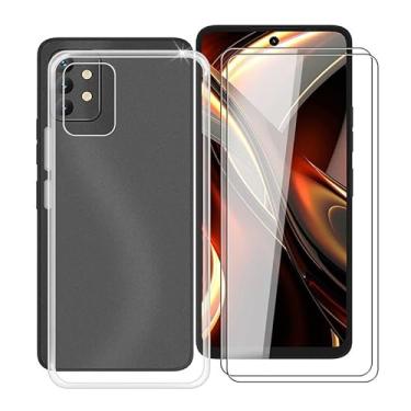 Imagem de HGJTF Capa de telefone para Umidigi A13 Pro Max 5G (6,8 polegadas) capa com 2 películas protetoras de vidro temperado, TPU macio fino [à prova de choque X anti-amarelo] capa transparente para Umidigi A13 Pro Max 5G – transparente