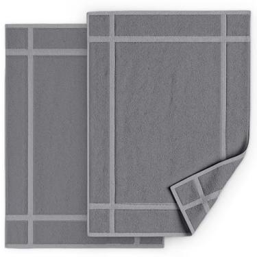 Imagem de Pearl Linens Pacote com 2 tapetes de banho de algodão laváveis 50 x 76 cm - Conjunto de tapetes de banheiro macios e absorventes, não tapetes de banheiro após o chuveiro, tapete de banheira felpudo