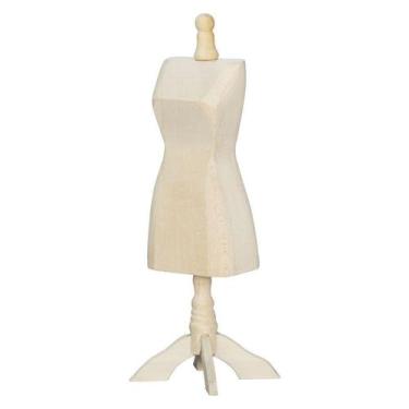 Imagem de Vestido de madeira em miniatura Dollhouse com suporte de manequim em e