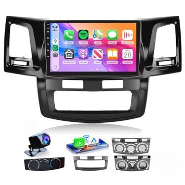 Imagem de Rimoody Rádio veicular 4G + 64G Android 15 sem fio para Toyota HILUX Fortuner 2005-2014, estéreo para carro, Andorid, link de espelho automático, tela sensível ao toque, GPS 5G-WiFi, Bluetooth, FM/RDS