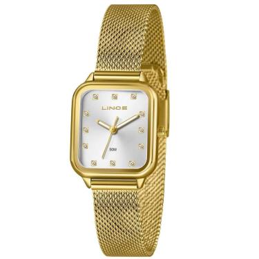 Imagem de Relógio Lince Feminino Ref: Lqgh253l26 S1kx Retangular Mesh Dourado