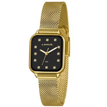 Imagem de Relógio Lince Feminino Ref: Lqgh253l26 P1kx Retangular Mesh Dourado