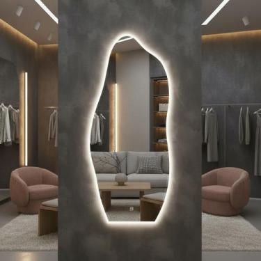 Imagem de Espelho Grande com Led 3 Cores 140x70cm Orgânico Lapidado e com Touch 