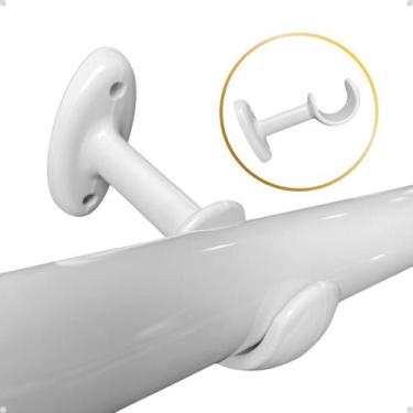 Imagem de Kit Suporte Varão Comum Simples 19mm Cortina Ilhós Argola Com Base Ins