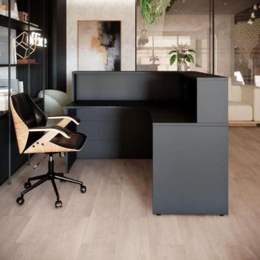 Imagem de Balcão Atendimento c/ Tampo Superior Recepção Escritório F5 - F5 Offic