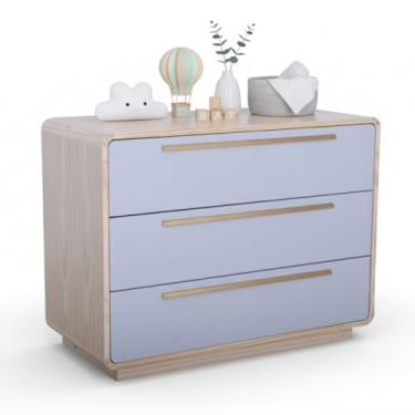 Imagem de Cômoda Infantil Wave Divicar com Cantos Redondos - 4 Gavetas, Design Moderno, Segura e Pintura Atóxica para Bebê (NATURE/CINZA)