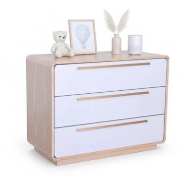 Imagem de Cômoda Infantil Wave Divicar com Cantos Redondos - 4 Gavetas, Design Moderno, Segura e Pintura Atóxica para Bebê (NATURE/BRANCO)