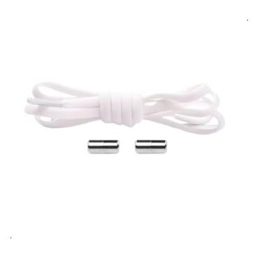 Imagem de Cadarço elastico para tenis unixessex colorido com fecho metal sem amarrar (branco)