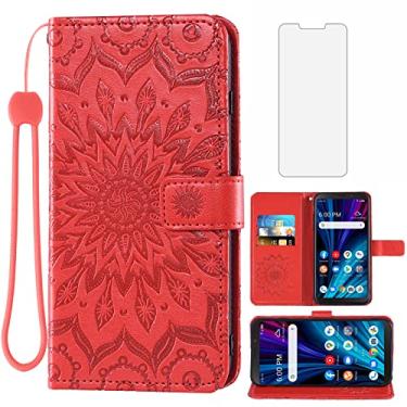 Imagem de Asuwish Capa de telefone para Alcatel TCL A3X A600DL Capa carteira com protetor de tela de vidro temperado e capa flip fina de couro girassol suporte para cartão acessórios de celular TCLA3X mulheres