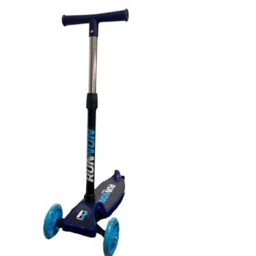 Imagem de Patinete Infantil 3 Rodas, Azul, Alumínio e Plástico, Guidão Ajustável em 3 Alturas, Suporta até 50kg, Base Antiderrapante, 71x21x55cm