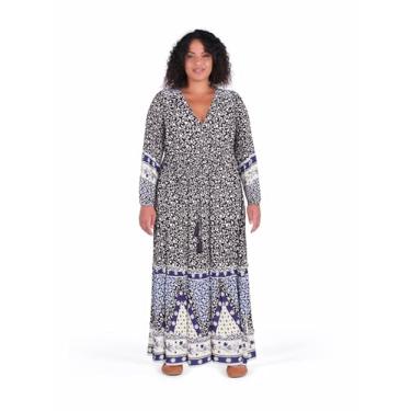 Imagem de City Chic Vestido feminino - Khaleesi Maxi, Estampa de borda, 25 Plus Size