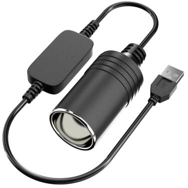 Imagem de Tomada USB A macho para isqueiro de carro de 12 V, adaptador de isqueiro USB DC 5 V para 12 V, para câmera de painel, GPS, tiras de luz LED de carro e outros eletrônicos automotivos (potência máxima