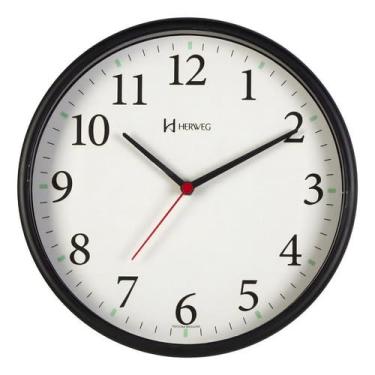 Imagem de Relógio Parede Herweg 6126s 034 Preto Sem Tica Tac Cor Do Fundo Branco