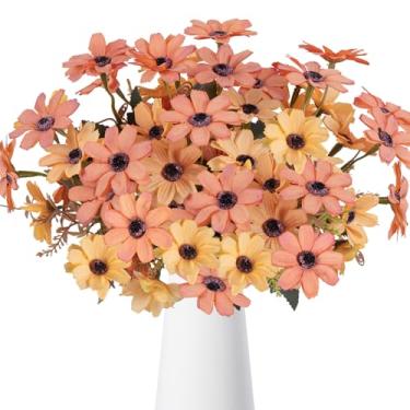 Imagem de GYWJJ 4 pacotes de flores artificiais de outono buquê de flores artificiais de outono arranjos de flores de seda para mães falsas para casa de fazenda, casa, cozinha, mesa, centro de mesa, decoração