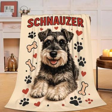 Imagem de Schnauzer Cobertor Super Macio Quente Fofo Flanela Cachorro Animal Cobertor Aconchegante Pelúcia Pelúcia Cobertores de Roupa de Cama Presentes para Mulheres Crianças Meninos Meninas Adultos 50 X 101