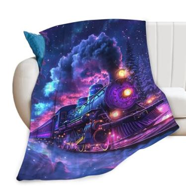 Imagem de Cobertor de trem para meninos, cobertor de flanela de trem a vapor, cobertores de lã leve e aconchegante, presentes para crianças, meninas, sofá-cama 127 x 101 cm