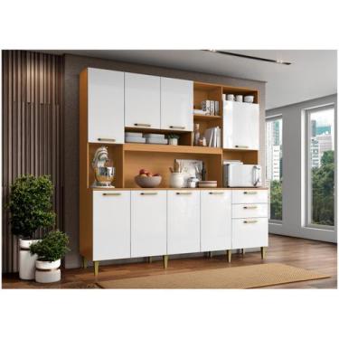 Imagem de Armário de Cozinha Completa Aramóveis Kit Mega 9 Portas 2 Gavetas, Cin