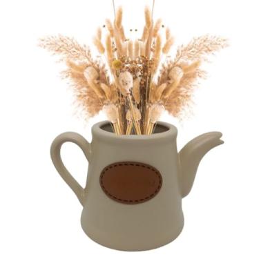 Imagem de Vaso decorativo em forma de bule de cerâmica, requintado e prático. Adequado para salas de estar, escritórios e ambientes semelhantes.(ninho)