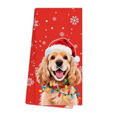 Imagem de EGBTL Toalhas de cozinha Cocker Spaniel de Natal, presentes de Cocker Spaniel para mulheres, toalhas de mão para decoração de banheiro, presentes de dono para mãe, cães, presentes, panos de prato para