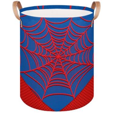 Imagem de Cesto de roupa suja grande – Teia de aranha azul 62L cesto de armazenamento dobrável para brinquedos infantis, roupas sujas, cobertores, cesto de bebê alto para decoração de banheiro de quarto de