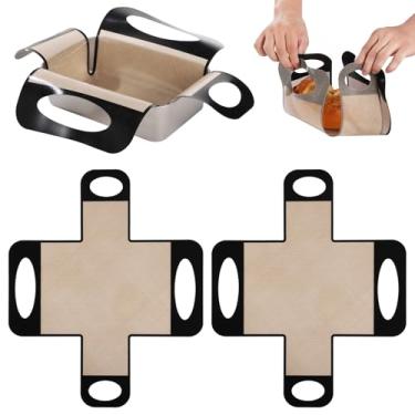 Imagem de Pacote com 2 levantadores de forma de pão de silicone com 4 alças, lingas de cozimento antiaderentes flexíveis, tapetes de transferência de massa fermentada para formas de pão de 22 x 12 cm ou 3,8 cm