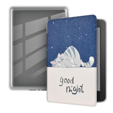 Imagem de Akacy Capa macia transparente com padrão pintado para o novo Kindle de 6 polegadas (10ª geração, versão 2019), capa de PU ultraleve com despertar/hibernar automático para Kindle 2019 (3)