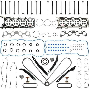 Imagem de Kit de corrente de distribuição 5.0 com conjunto de juntas de cabeça de cilindro e parafusos de cabeça aptos para Ford F-150 Mustang 5.0L 2015-2017 V8 HS55134 VS50902R HGS4231