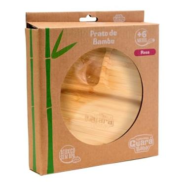 Imagem de Pratinho Bebê infantil Bambu Divisórias e Ventosa sem Colher Turminha Guará Rosa