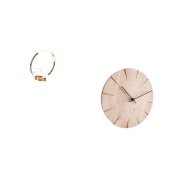 Imagem de Fenteer Organizador de Porta-vinhos de Metal E Relógio de Parede de Madeira Maciça, Suporte Criativo para Exibição em Restaurante, Escritório, Silencioso, Pre