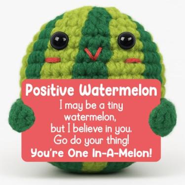 Imagem de Melancia de crochê positiva, presente de incentivo para estudantes, amigos, professores, presente motivacional para exames, formatura, aniversário, Natal, decoração de mesa de casa