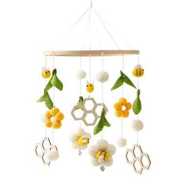 Imagem de Móbiles de berçário,Móbile infantil para berço,Berço fofo móvel | Berço móvel de abelha e flor, decoração pendurável de berçário para chá de bebê infantil ou aniversário