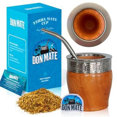 Imagem de DON MATE Conjunto de xícara e bomba de erva mate – Algarrobo Imperial Mate feito à mão – Kit de erva mate com canudo Bombilla – Imperial Algarrobo Wooden Mate