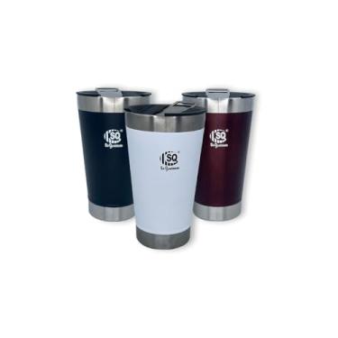 Imagem de Copo Térmico de Aço Inoxidável com Abridor, 500ml, Parede Dupla com Isolamento a Vácuo, Conservação de Bebidas Geladas até 15 Horas, 20 x 14cm