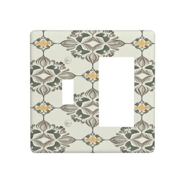 Imagem de Nadoabtm Capas de tomada padrão geométrico floral vintage 1 interruptor 1 interruptor 1 conjunto de balancim placa de parede elétrica decorativa para interruptor de luz para decoração de cabine de
