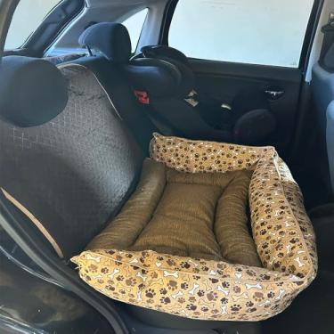 Imagem de Kit Pet 2 Peças, Cama e Protetor Impermeável para Banco Traseiro de Carro com Colchonete, Microfibra Matelada (Marrom)