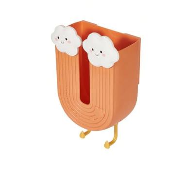 Imagem de Caixa de lenços arco-íris e rack de armazenamento criativo sem perfuração - Dispensador de lenços multifuncional em forma de nuvem para cozinha/banheiro, montado na parede e reversível