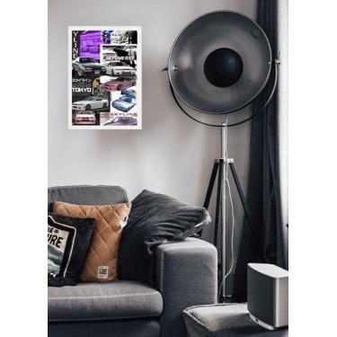Imagem de Quadro Nissan R33 com Vidro e Moldura Branca Tam:A4 - Spark Loja