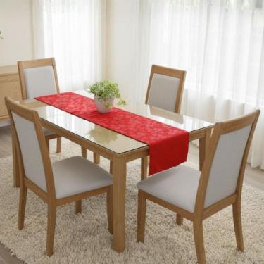 Imagem de Caminho de Mesa Trilho 1,20m Jacar Liso Passadeira Cozinha COR:VERMELH