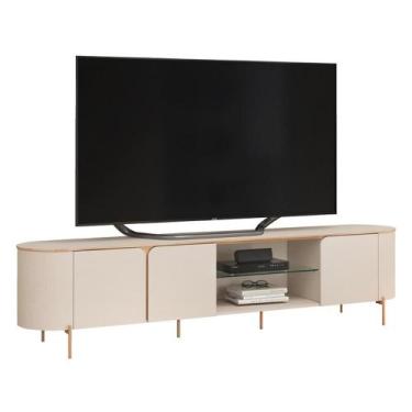 Imagem de Rack Bancada Para TV Até 75 Polegadas 2,41m 3 Portas Lívia Off White -
