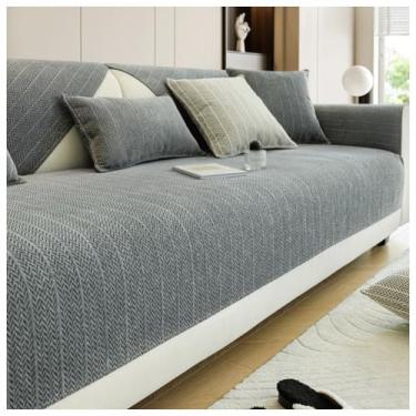 Imagem de SPXMQSS Capa de sofá para sofá, seccional, antiderrapante para sofás, capa de sofá macia de chenille de 1/2/3/4 lugares, protetor de móveis em forma de L, capa de sofá universal B 90 x 210 cm